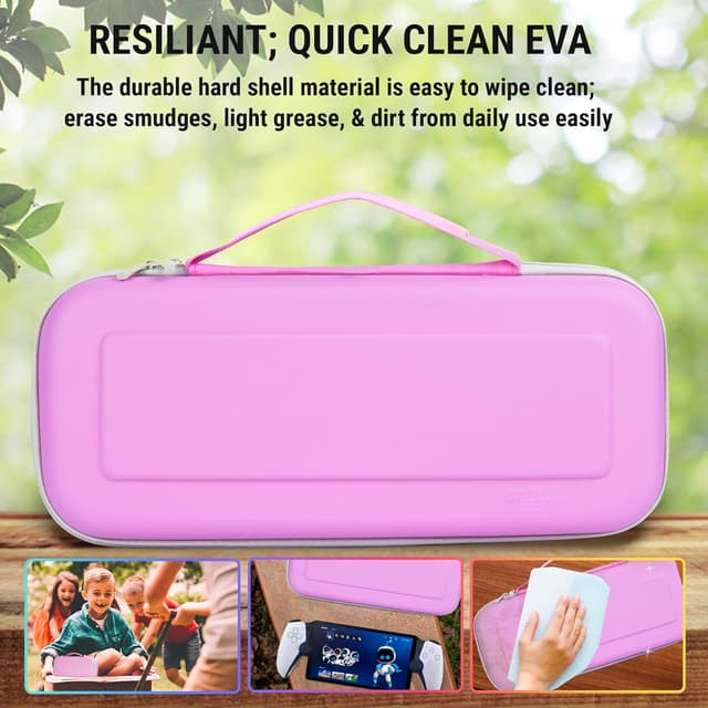 Detalle de Carry Case for PlayStation Portal remote player (PS5) – travel storage protection for headset charger and accessories, grey/white