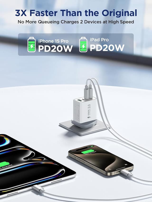 Detalle 2 de 2-Pack 40W USB C Charger 4‑Port