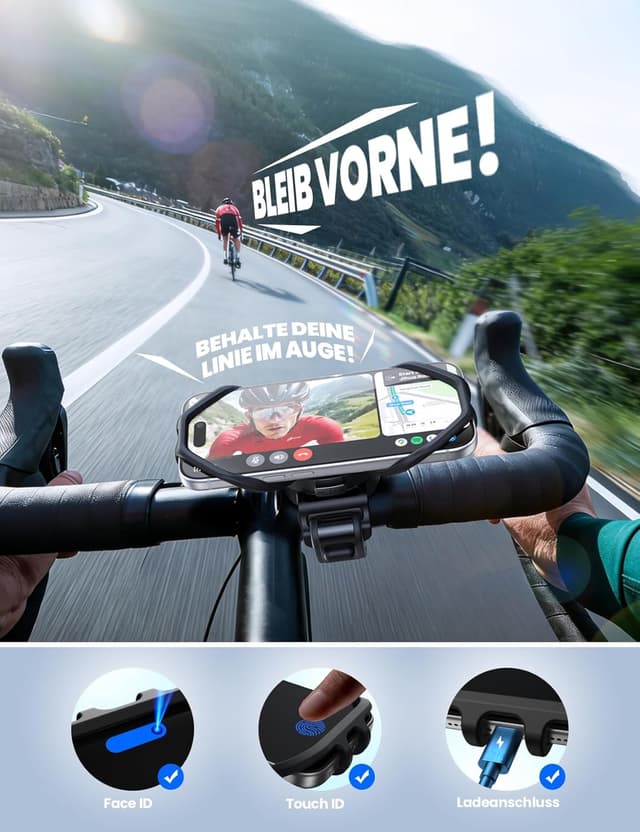 Detalle de JOYROOM Handyhalterung Fahrrad 2026 Upgrade (abnehmbar, 360° Drehung, Silikon-Stoßdämpfung) für Smartphones 4,7–7,0 Zoll