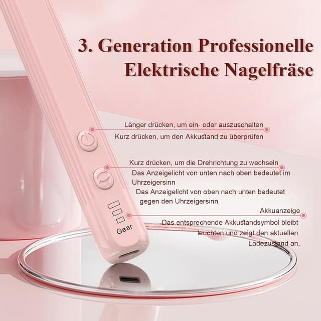 Detalle 1 de AOMEES Elektrisches Nagelbohrer Set 56 Schleifbänder