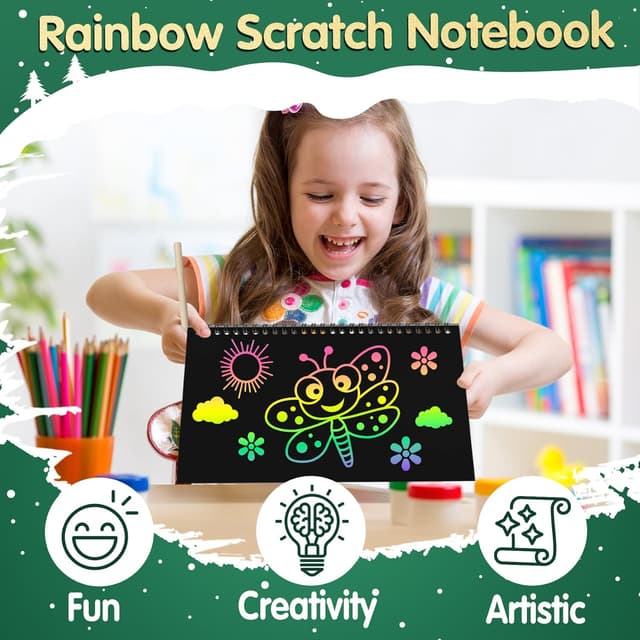 Detalle 2 de ZMLM Scratch Art Notebook 24 Pack ๐จ