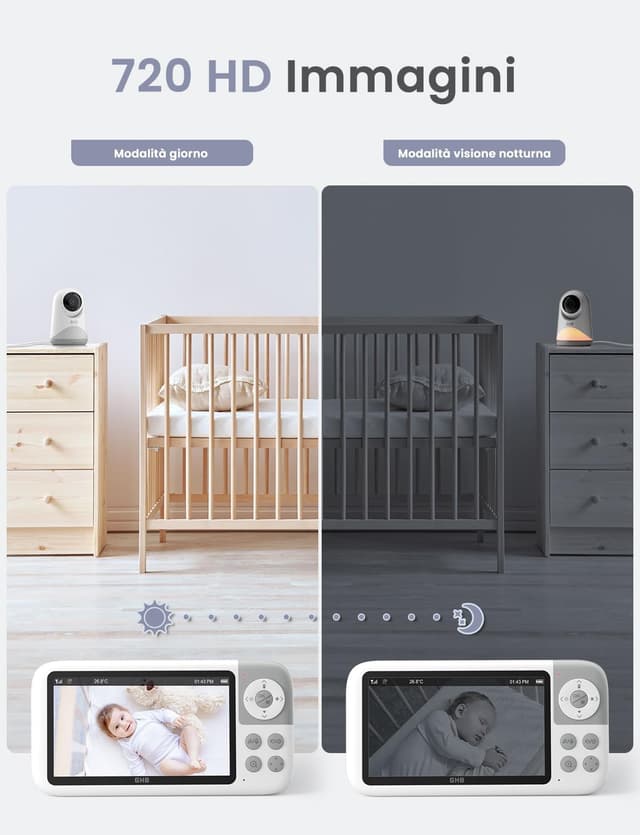 Thumbnail 2 de GHB Baby Monitor Video e Audio 5" 720HD