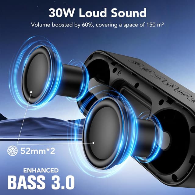 Detalle 2 de IKT Portable Bluetooth Speaker with Lights (BT 5.4, IPX7) for Home, Party & Outdoor