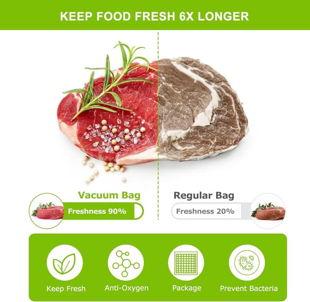 Detalle 2 de Bonsenkitchen Bolsas de Vacío Reutilizables 🍽️, 100 Unidades, 28x40 cm