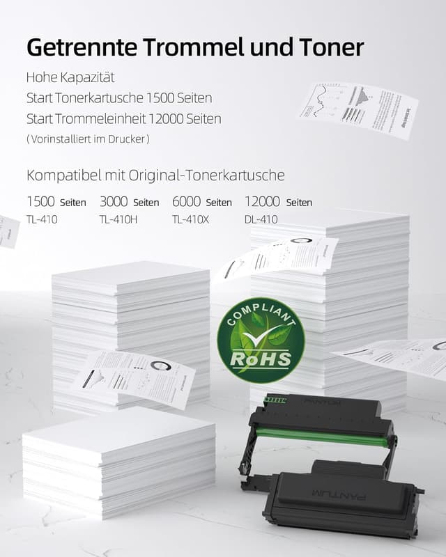 Detalle de PANTUM M7108DW Laserdrucker 3-in-1 mit Duplexdruck, WLAN/USB/Ethernet