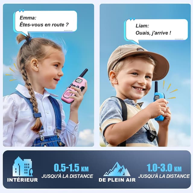 Thumbnail 2 de DURLK Talkie Walkie Enfants 3 pièces 1200 mAh
