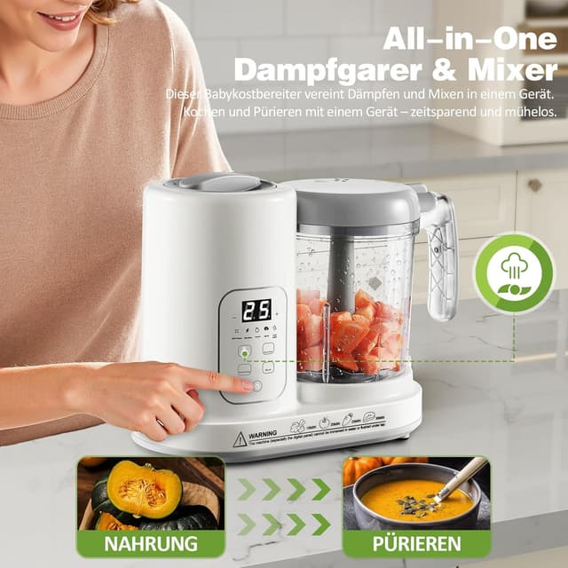 Detalle de TopStrong Cuocipappa: omogeneizzatore e baby food maker con controllo touch, vapore, riscalda e autolavaggio