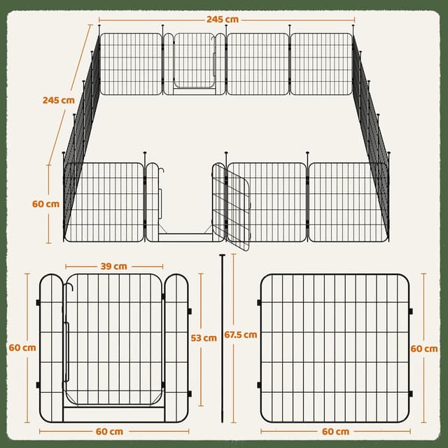 Thumbnail 2 de Yaheetech 16 Paneles Parque para Perros 60 x 60 cm