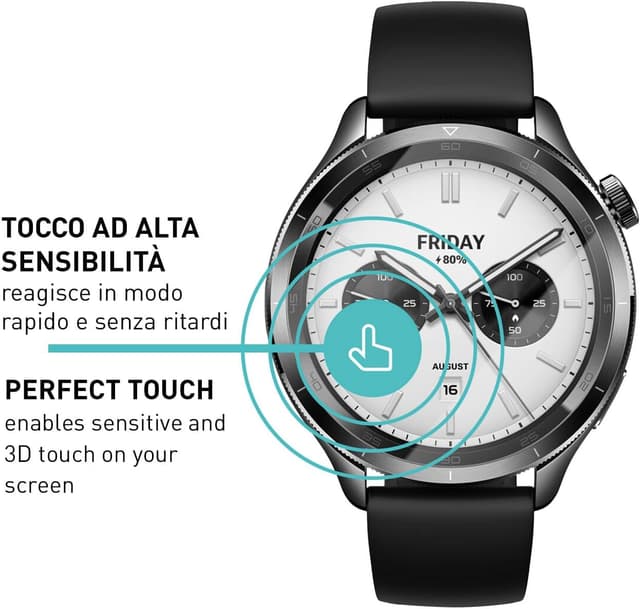 Detalle 2 de smartect Vetro Temperato (3 pezzi, Clear) per Xiaomi Watch S4: anti-graffio 9H