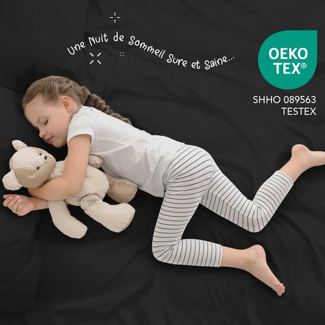 Detalle de Parure de lit Dreamzie 160x200 cm (4 pièces) en microfibre certifiée Oeko-Tex – Gris foncé