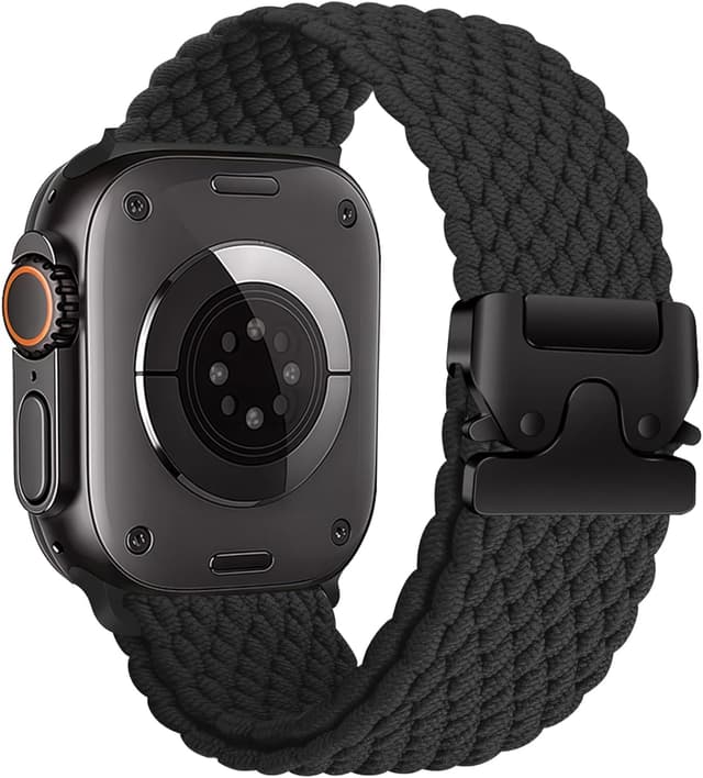 Detalle de Geflochtenes Nylon-Armband für Apple Watch Ultra/2 & 49mm/46mm/45mm/44mm/42mm/41mm/40mm (Fallschirmverschluss)