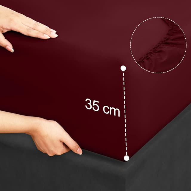 Detalle 1 de Utopia Bedding Juego de Sábanas 4 Piezas Burdeos