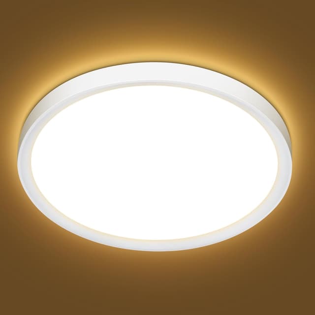 Detalle de Befurglor 24W LED Ceiling Light Ø 28.5cm (3000K Warm White, 2200lm) – IP44 flush mount for bathroom & kitchens