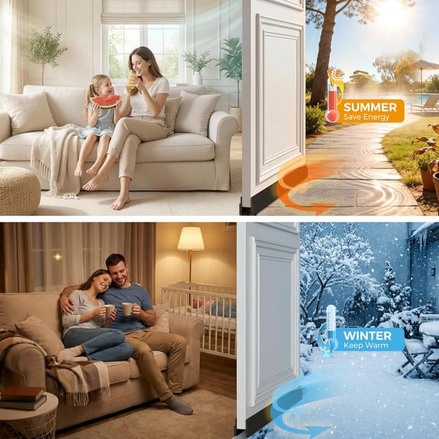 Thumbnail 6 de Hojoy 2-Pack Under Door Draft Stopper (Adjustable, Black) with Strong Adhesive Weather Stripping Tape