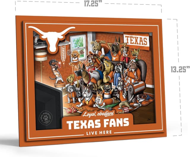 Detalle 2 de YouTheFan Officially-Licensed NCAA Purebred 3D Wall Art (15 x 12 in) — humorous layered team decor