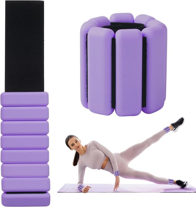 Detalle de Set da 2 pesi regolabili per polsi e caviglie (2x450 g) per Pilates, Yoga, nuoto, corsa e allenamento della forza