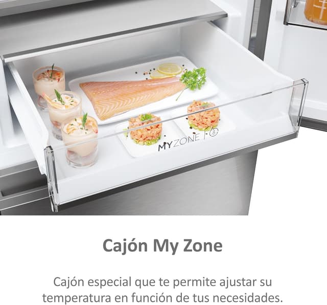 Thumbnail 5 de Haier 3D 60 Series 5 HTW5618ENMG - Frigorífico Combi, WIFI, Botellero, Funciones Inteligentes, 360L, My Zone, Cajón Humidity Zone, Total No Frost, Ancho 59,5cm, Motor Inverter, Luz LED, Inox