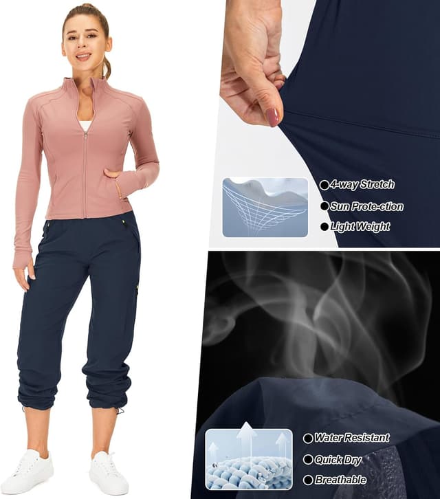 Detalle 2 de mosingle Women’s Walking Cargo Trousers – lightweight quick-dry hiking pants with UPF 50