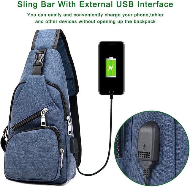 Detalle 2 de Flintronic Zaino Monospalla Sling Bag: borsa a tracolla uomo idrorepellente con USB esterna