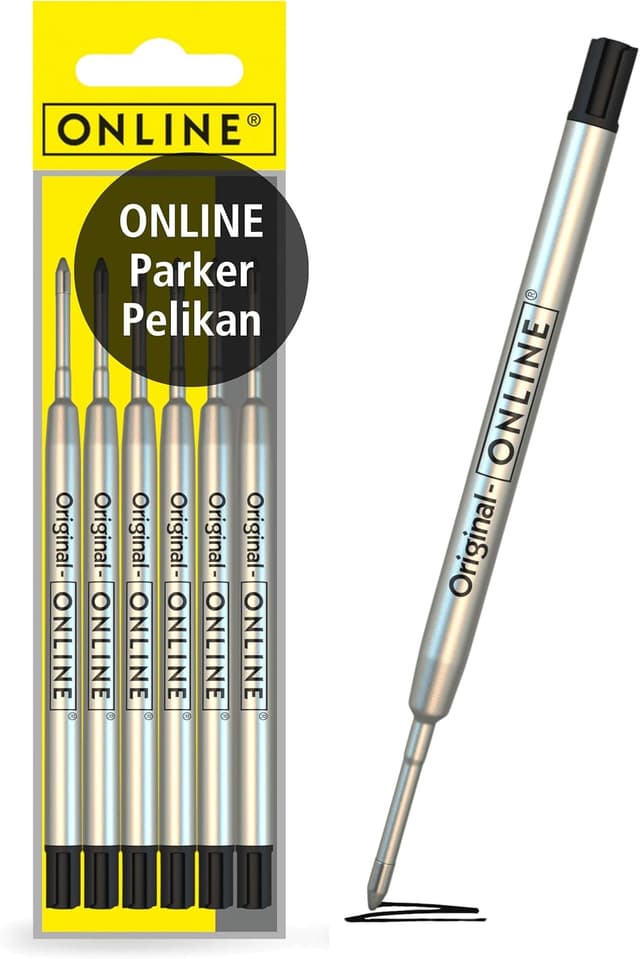 Detalle de ONLINE 6 Kugelschreiberminen schwarz im G2-Format (Strichstärke M) – Standard Großraummine für viele Kulis