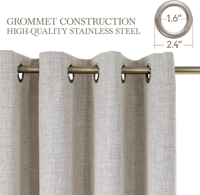 Detalle de CUCRAF 100% Blackout Curtains (Off White) – 2 Eyelet Panels, Soft Texture, 46 x 72 Inch Drop