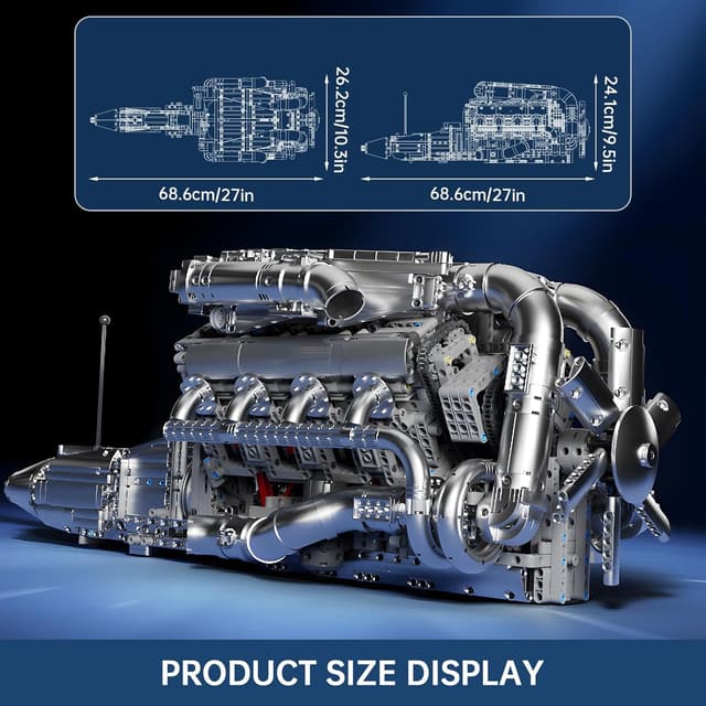 Detalle 2 de Mould King 10168 V8 Motor Bausatz 2899 Teile