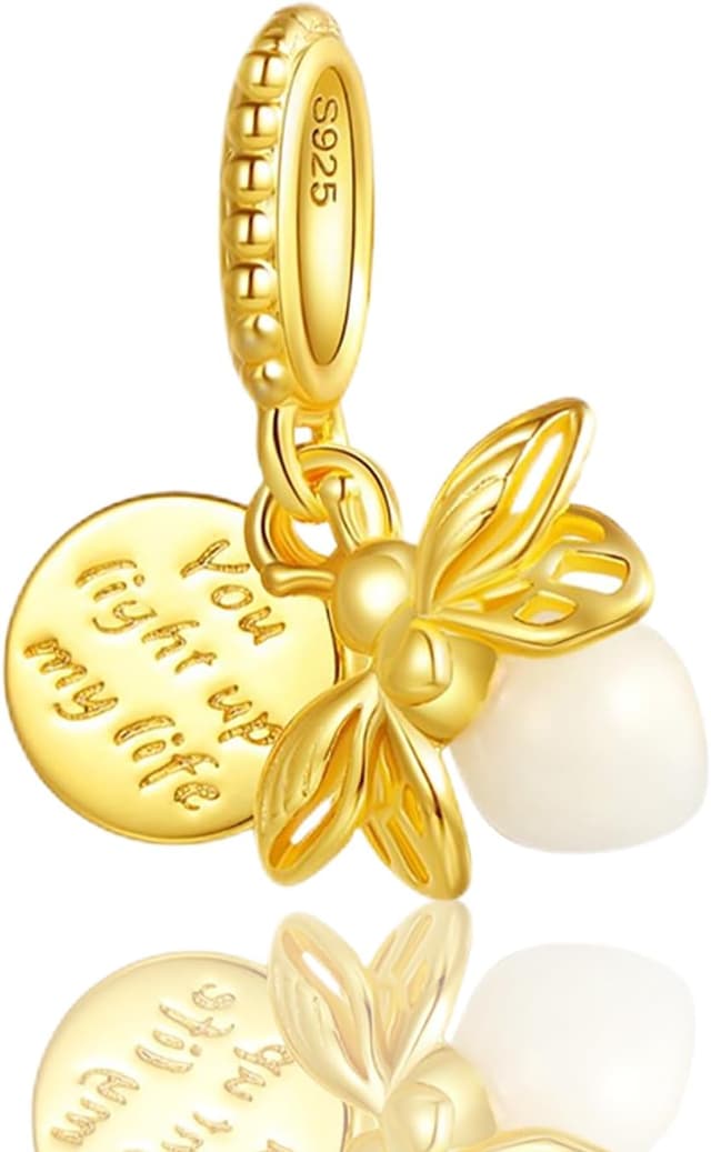 Detalle de HAEPIAR 925 Sterling-Silber Charm „Außerirdischer Hund“ mit Zirkonia für Armband & Kette