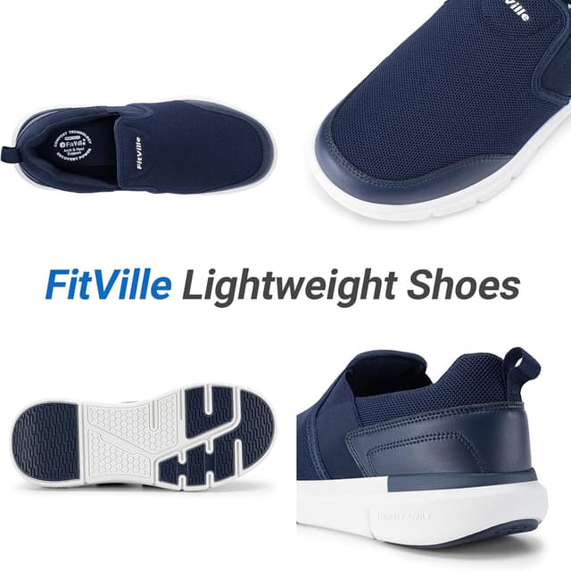 Detalle de FitVille Scarpe Uomo Slip-on antiscivolo per camminata, comode e traspiranti a pianta larga