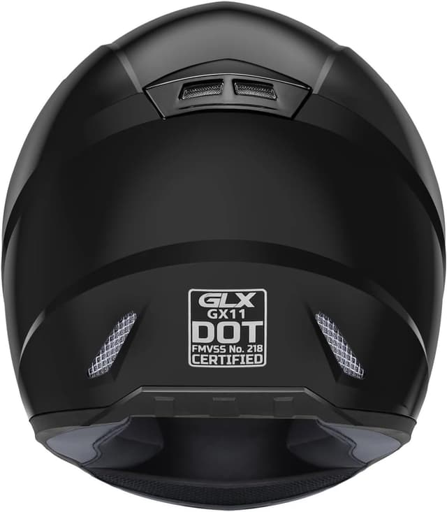 Detalle de GLX GX11 Compact Motorcycle Helmet (DOT Approved) — Black, Small, Full-Face with Tinted Visor