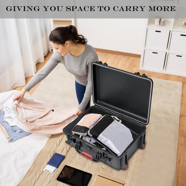 Detalle de Organisateur de valise en nylon imperméable (3 pièces) avec cubes de rangement et sacs de compression de voyage, noir