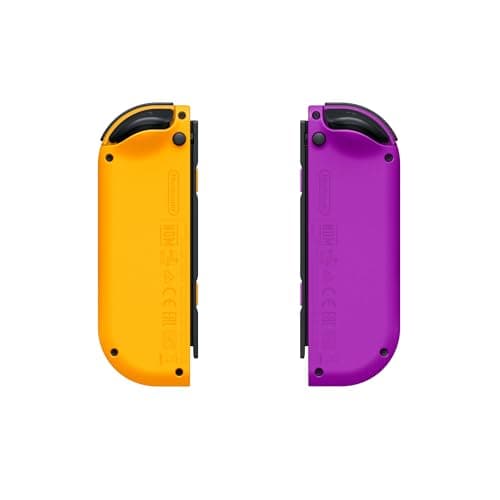Detalle de Set Nintendo Joy-Con morado neón y naranja neón para Nintendo Switch con correas