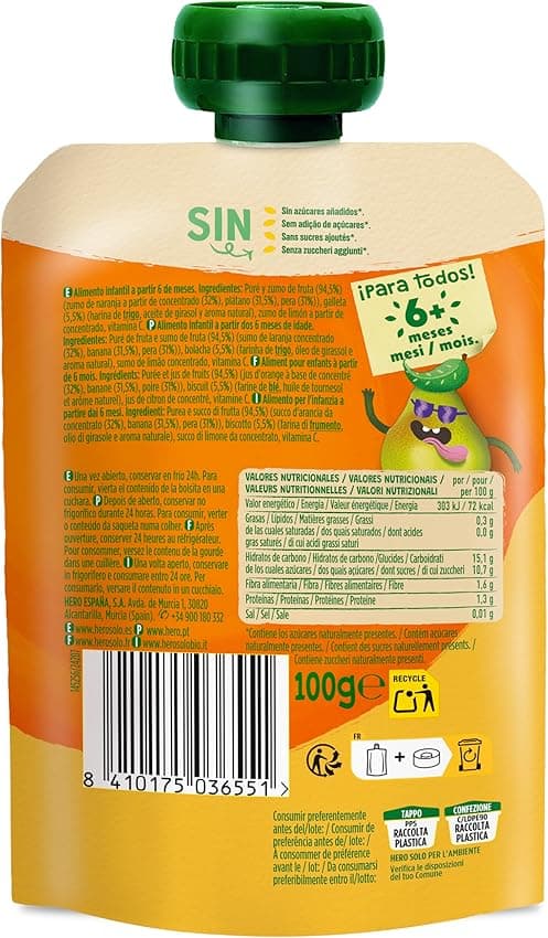 Thumbnail 1 de Hero Baby Mi Fruta Bolsitas de Fruta y Galleta 🍊🍌👶 Pack 18