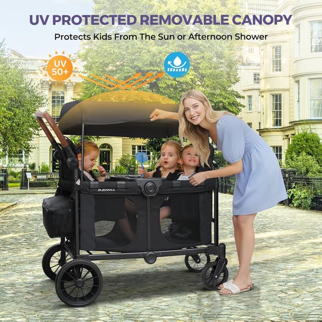 Thumbnail 6 de ELEMARA Wagon Stroller 4-Seater, Foldable All-Terrain 🚼