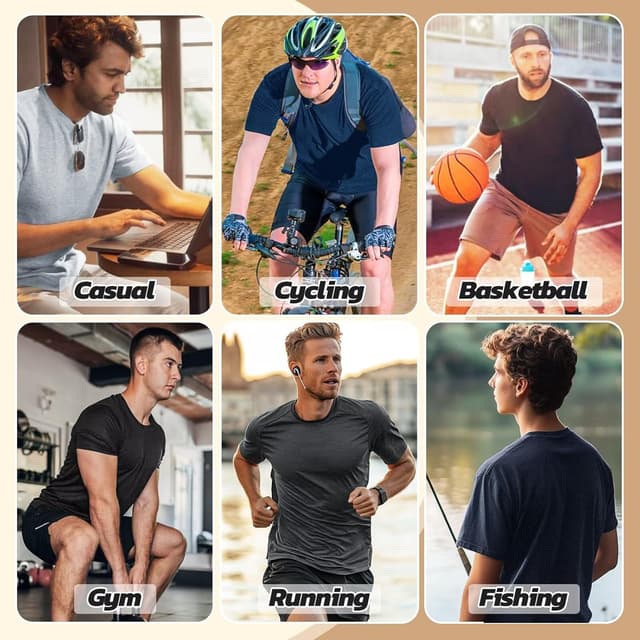 Detalle 2 de BOOJO 3 Pack Men’s Quick Dry Gym T-Shirts (Crew Neck) for Training & Running