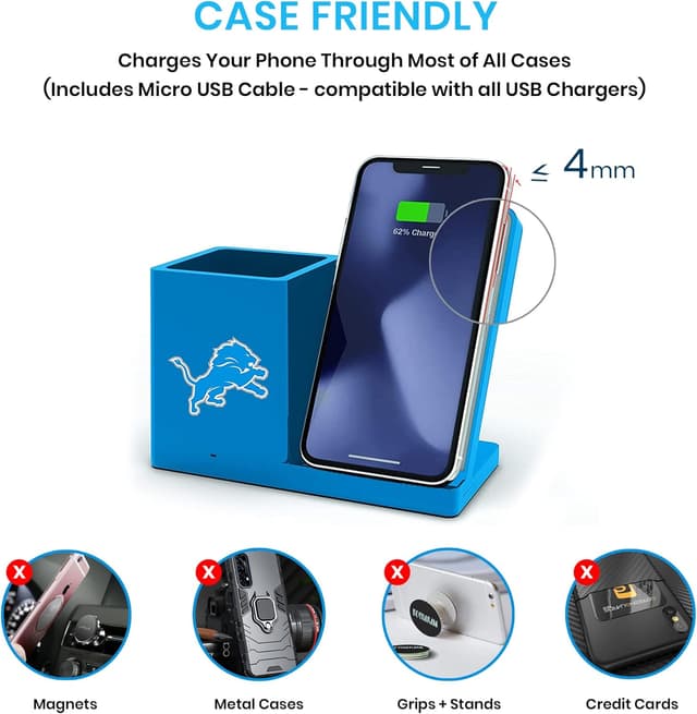 Detalle 2 de SOAR NFL Unisex Wireless Charging Stand and Desktop Organizer