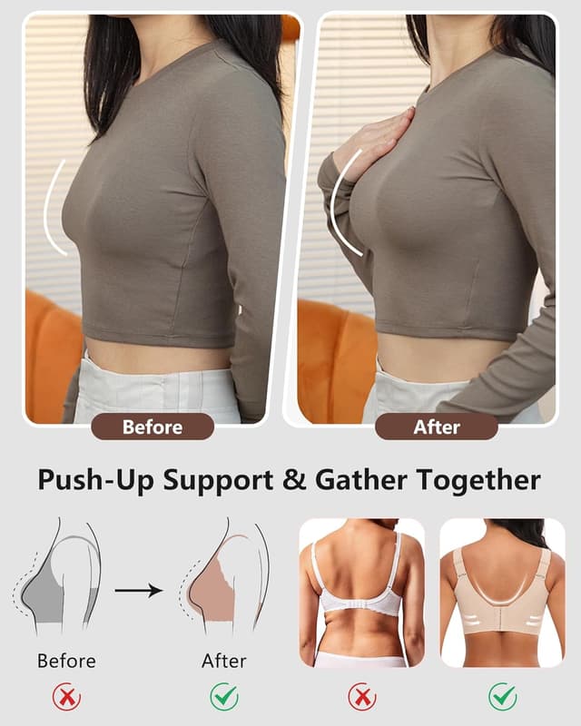 Detalle de Xcutting Womens Seamless Wireless Supportive T-Shirt Bra (Plus Size) with Push-Up Comfort & Full Coverage