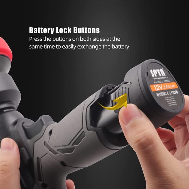 Detalle 2 de SPTA Akku-Poliermaschine 12V (2.0 Ah) Set mit 37 Zubehörteilen – bis 2.800/8.300 U/min