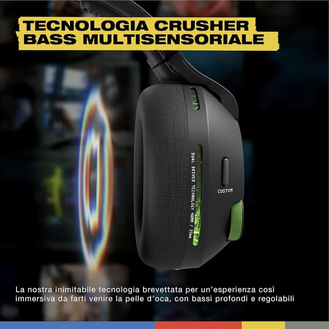 Detalle 2 de Skullcandy Crusher PLYR 720 Wireless Gaming Headset THX Spatial Audio con Crusher Bass e microfono rimovibile