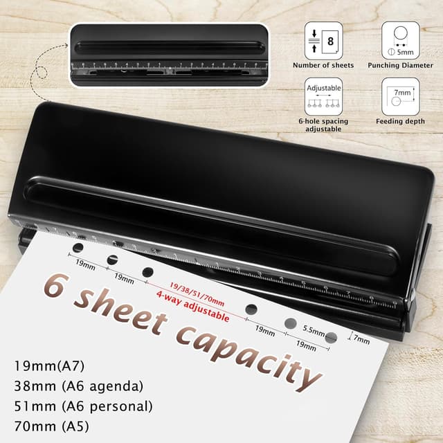 Detalle 2 de WITHYU 6-hole paper punch for A5 A6 A7