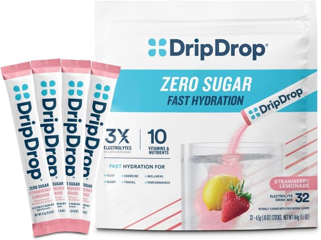 Detalle de DripDrop Sugar Free Hydration Packets Strawberry Lemonade