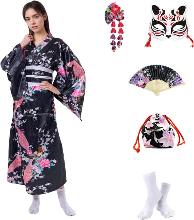 Imagen de Conjunto Yukata Kimono Japonés Mujer 130 cm en OfertitasTOP