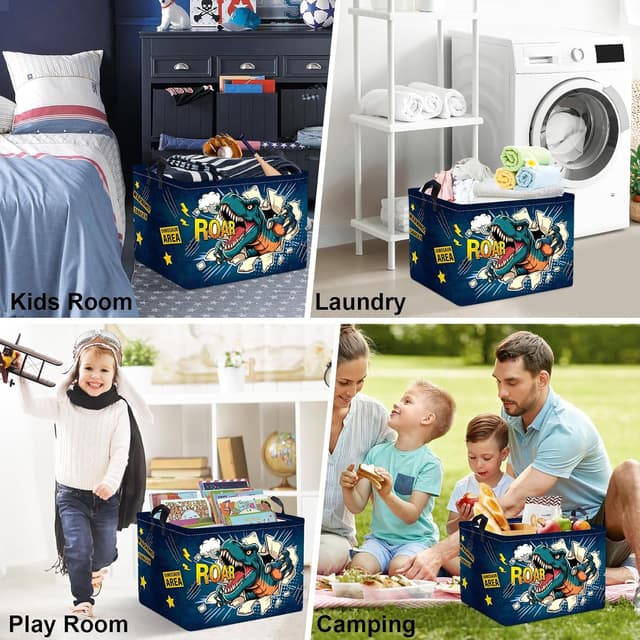 Thumbnail 6 de Clastyle Dinosaur Baby Laundry Hamper Collapsible Clothes & Toy Storage Basket (40 x 30 x 30 cm)