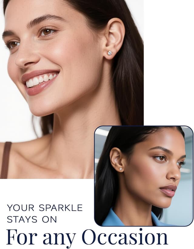 Detalle 2 de MomentWish Moissanite Ohrstecker aus 925 Sterlingsilber (Rosegold 585 vergoldet), hypoallergen