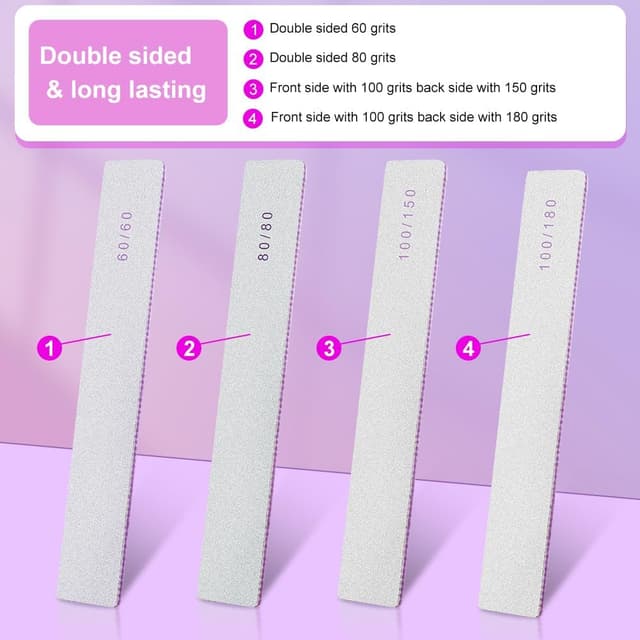 Detalle de LOPHE lot de 12 limes à ongles double face 80/80 – grains pour ongles naturels et artificiels