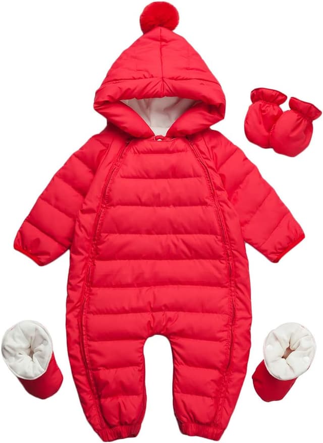 Detalle de Famuka Baby Winter Warm Down Snowsuit – Hooded Puffer Outerwear with Duck Down