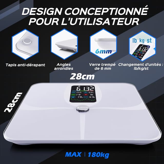 Thumbnail 6 de Lepulse Balance Impédancemètre Balance Intelligente Grand Écran (Fitdays, Bluetooth) : 22 mesures de composition
