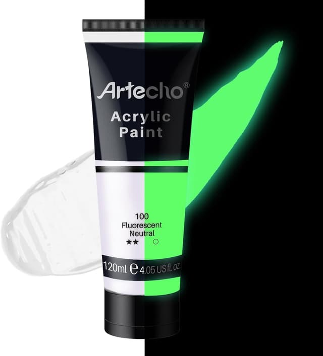 Detalle de Artecho Acrylfarbe Leuchtfarbe Neutral (120 ml) – wasserfest, lichtecht und schnell trocknend
