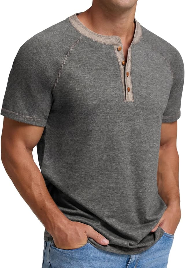 Detalle de Sailwind Men’s Henley Long/Short Sleeve Cotton Casual T-Shirt with Four Buttons