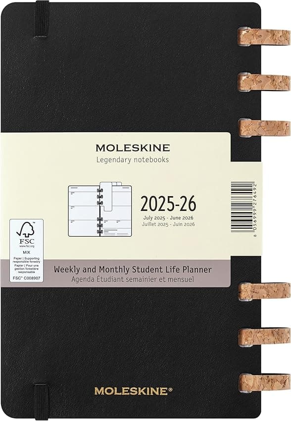 Detalle 2 de Moleskine Student Life Planner 2025-26 — Agenda semanal 12 meses 15 x 21 cm