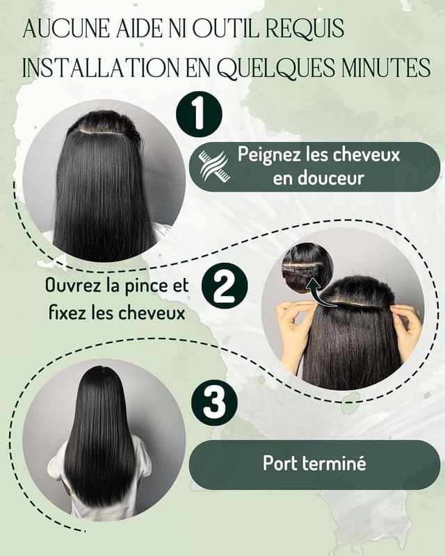 Detalle de RUNATURE Extension à clip cheveux naturels marron #4 – 7 pièces, 30 cm